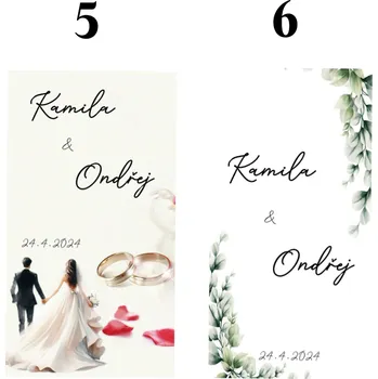 Svatební dekorace GRAVENO Svatební lahev pro novomanžele Varianta etikety: 5 - Prstýnky s párem