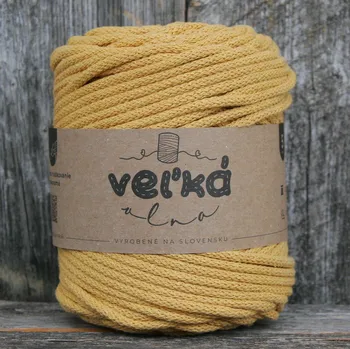 Příze VEĽKÁvlna VEL'KÁvlna bavlněná šňůra na háčkování 5mm Hořčice