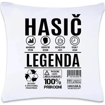 Dekorativní polštářek DOBRÝ TRIKO Polštář s potiskem 40 x 40 cm Hasič legenda Oboustranný tisk: NE