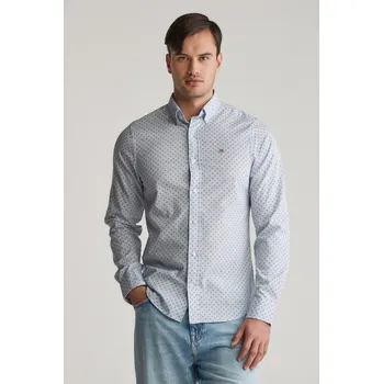 Pánské oblečení KOŠILE GANT SLIM MICRO PRINT SHIRT LIGHT BLUE