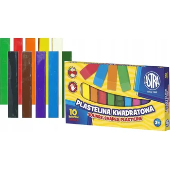 Modelovací hmota PLASTELÍNA pro DĚTI 10 barev ČTVERCOVÁ Školní VÝTVARNÁ Hmotа Astra