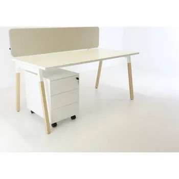 Psací stůl MDD Set: Stůl OGI W 160x80 + kontejner + paraván, bílá/dřevo