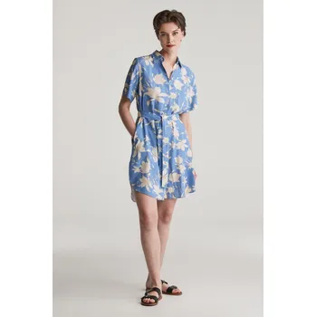 Dámské šaty ŠATY GANT REG LINEN FLORAL PRINT SHIRT DRESS PERFECT BLUE
