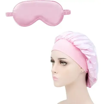 Pokrývka hlavy SatinSleep čepice na spaní a SoftSleep maska na oči - svělte růžová