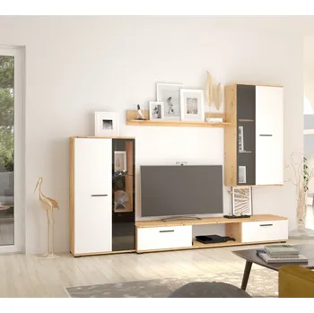 Obývací stěna FALCO Obývací stěna Premia bílá/dub artisan