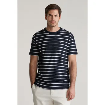 TRIČKO GANT COTTON LINEN STRIPE SS T-SHIRT EVENING BLUE