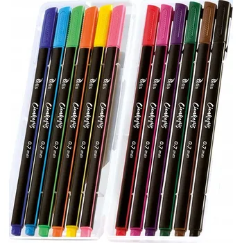 Trojúhelníkové fixy Fixy barevné finelinery, trojúhelníkové fixy 12 barevných finelinerů Tetis, barevné popisovače 0,7 mm, 12 ks