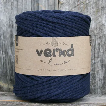 Příze VEĽKÁvlna VEL'KÁvlna bavlněná šňůra na háčkování 5mm Safír