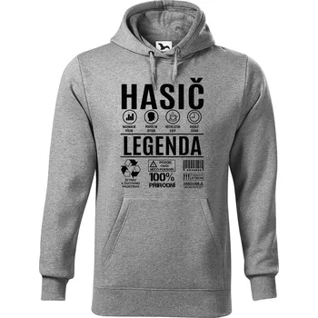 Pánská mikina DOBRÝ TRIKO Pánská mikina s potiskem Hasič legenda Velikost pánské mikiny: 4XL, Barva: Tmavě šedý melír