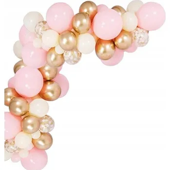 Balónek BALÓNKY RŮŽOVÉ ZLATÉ s konfetami GIRLANDA s páskou OBLOUK