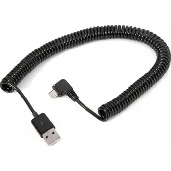 Datový kabel Úhlový kabel USB - MicroUSB spirálový pružinový 3M