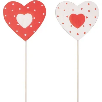 Srdíčko dřevěné 6,5 cm + špejle 7609