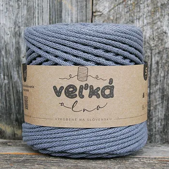 Příze VEĽKÁvlna VEL'KÁvlna bavlněná šňůra na háčkování 5mm Ocel