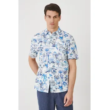 Pánská košile Bavlněná košile Medicine modrá barva, regular, s klasickým límcem RS25.KKM701 55A, vel. XL