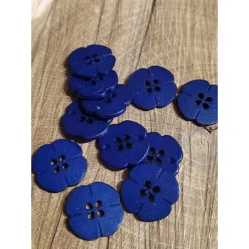Knoflík Knoflík květ čtyřdírkový barva modrá tmavá