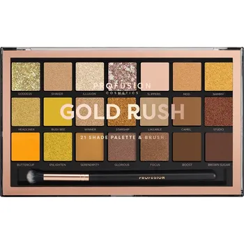 Oční stíny Profusion Gold Rush Eyeshadow Palette paletka 21 očních stínů se štětečkem