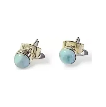 Náušnice Exkluzivní larimarové naušnice kulaté střední 0,6 cm