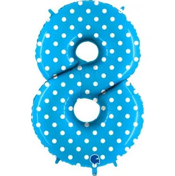 Balónek ČÍSLICE TYRKYSOVÁ S PUNTÍKY 8 (102cm,40") fóliový balónek nafukovací