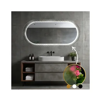 Zrcadlo Oválné zrcadlo na ornamentálním skle Master Soft s osvětlením - LUXORA VESPER LED