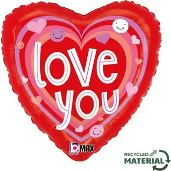 Balónek Srdce "love you" 18"/46cm fóliový balónek nafukovací