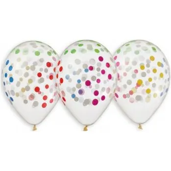 Balónek Balónek pastel 33 cm konfety průhledný balónek (50ks/bal)