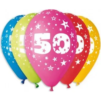 Balónek Balónek pastel 30 cm číslo 50 potisk (100ks/bal)