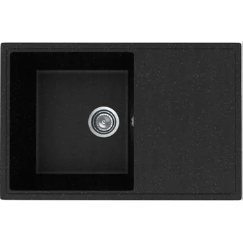 Granitový dřez Jednokomorový granitový dřez s odkapávačem 80x50 cm - Sifon