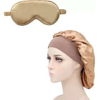 Škraboška na spaní SatinSleep čepice na spaní a SoftSleep maska na oči - zlatá