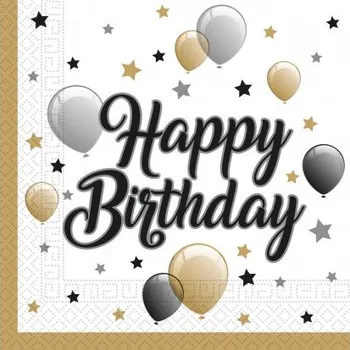 Papírový ubrousek Ubrousky papírové Zlaté balónky HB 33x33 cm / 20 ks