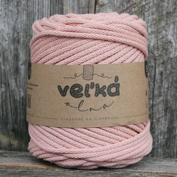 Příze VEĽKÁvlna VEL'KÁvlna bavlněná šňůra na háčkování 5mm Čajová růže