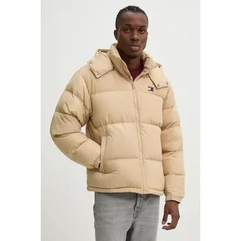 Péřová bunda Tommy Jeans pánská, béžová barva, zimní, DM0DM19537 80X, vel. L