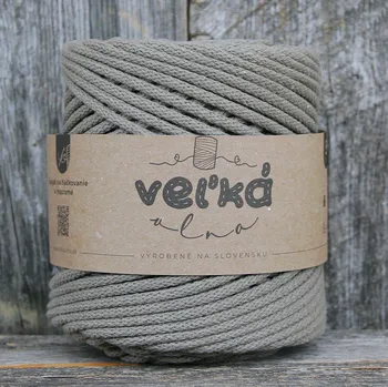 Příze VEĽKÁvlna VEL'KÁvlna bavlněná šňůra na háčkování 5mm Vápenec