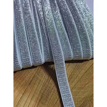 Textilní guma Pruženka brokátová šíře 10 mm s lurexem barva stříbrná