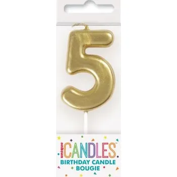 Dortová svíčka Svíčka dortová číslo 5 malá zlatá