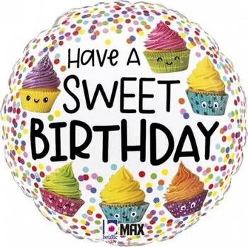 Balónek Kruh - Cupcake SWEET B-DAY 18"/46cm fóliový balónek nafukovací