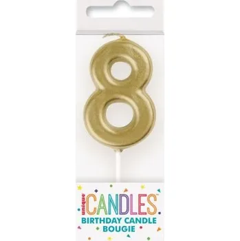 Dortová svíčka Svíčka dortová číslo 8 malá zlatá