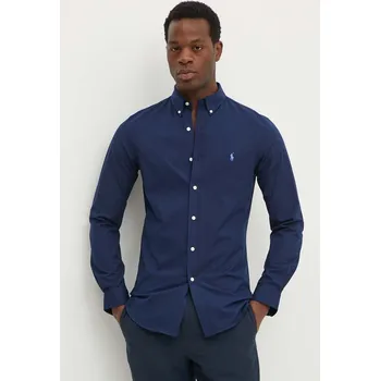 Pánská košile Košile Polo Ralph Lauren pánská, tmavomodrá barva, slim, s límečkem button-down 710928254 59X, vel. L