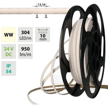 LED páska LED pásek SOB WW, 304LED/m, 12W/m, DC 24V, 950lm/m, CRI90, IP54, modul 13,16mm, 10mm, 50m