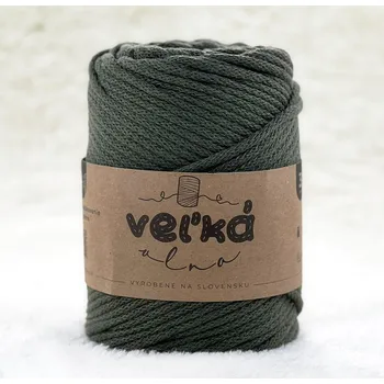 Příze VEĽKÁvlna VEL'KÁvlna bavlněná šňůra na háčkování 3mm Mořská řasa