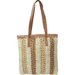 Béžovo-hnědá slaměná plážová taška / kabelka Tassignon – 36x40 cm