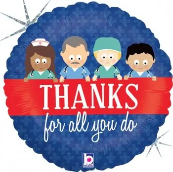 Balónek Kruh - Děkujeme zdravotníkům! 18"/46cm fóliový balónek nafukovací