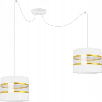 ZÁVĚSNÁ LAMPA STROPNÍ PAVOUK GLAMOUR BÍLÁ ZLATÉ STÍNIDLO KULATÝ