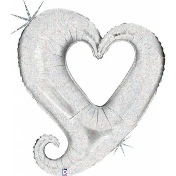 Balónek Srdce stříbrné 37"/94cm fóliový balónek nafukovací