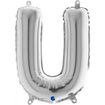 Balónek PÍSMENO STŘÍBRNÉ MINI U (35cm,14") fóliový balónek nafukovací