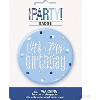 Brož Brož narozeninová "Its my birthday" modrá s tečkami