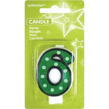 Dortová svíčka Narozeninová SVÍČKA na Dort ČÍSLICE 6 Svíčky s Puntíky Na Dort Amscan