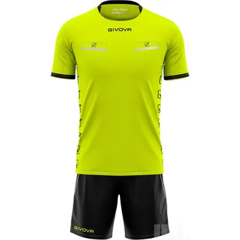 Fotbal Komplet pro rozhodčí GIVOVA FLAG, barva 1910 zářivě žlutá - černá, velikost S, logo FAČR bez potisku