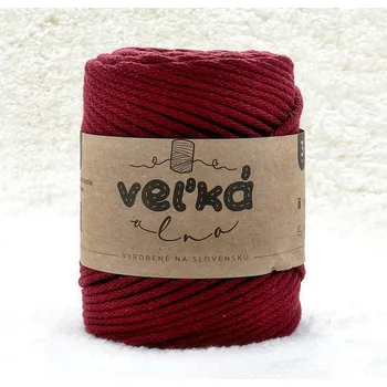 Příze VEĽKÁvlna VEL'KÁvlna bavlněná šňůra na háčkování 3mm Bordó