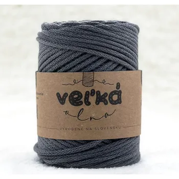 Příze VEĽKÁvlna VEL'KÁvlna bavlněná šňůra na háčkování 3mm Ocel