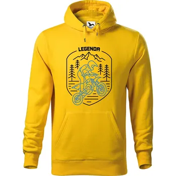 Pánská mikina DOBRÝ TRIKO Pánská mikina s potiskem Legenda motocross Velikost pánské mikiny: 4XL, Barva: Žlutá
